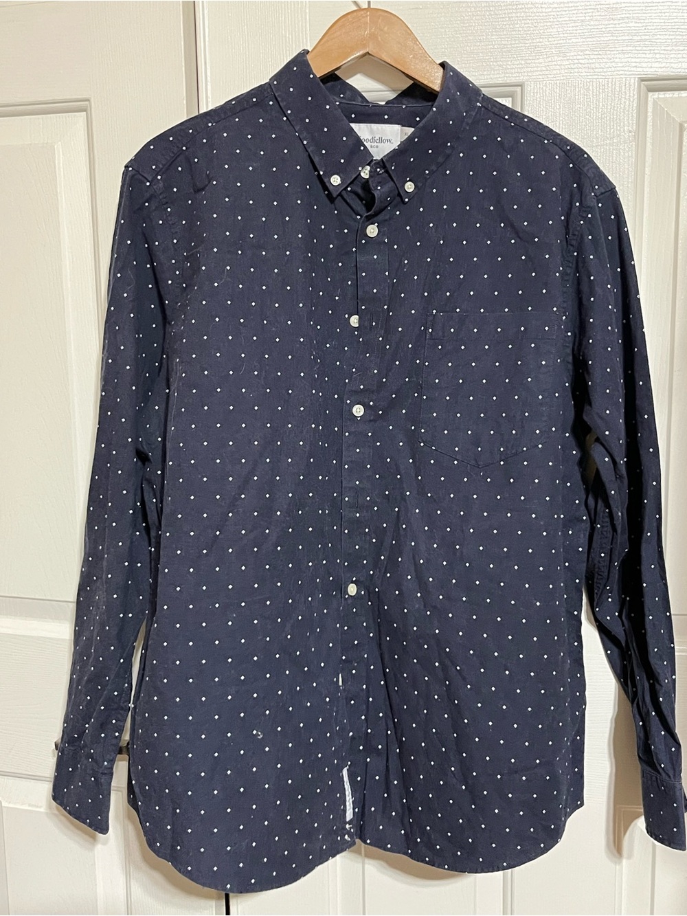 Goodfellow & Co Men’s Navy Button-Down with White Dot Pattern
17-05
